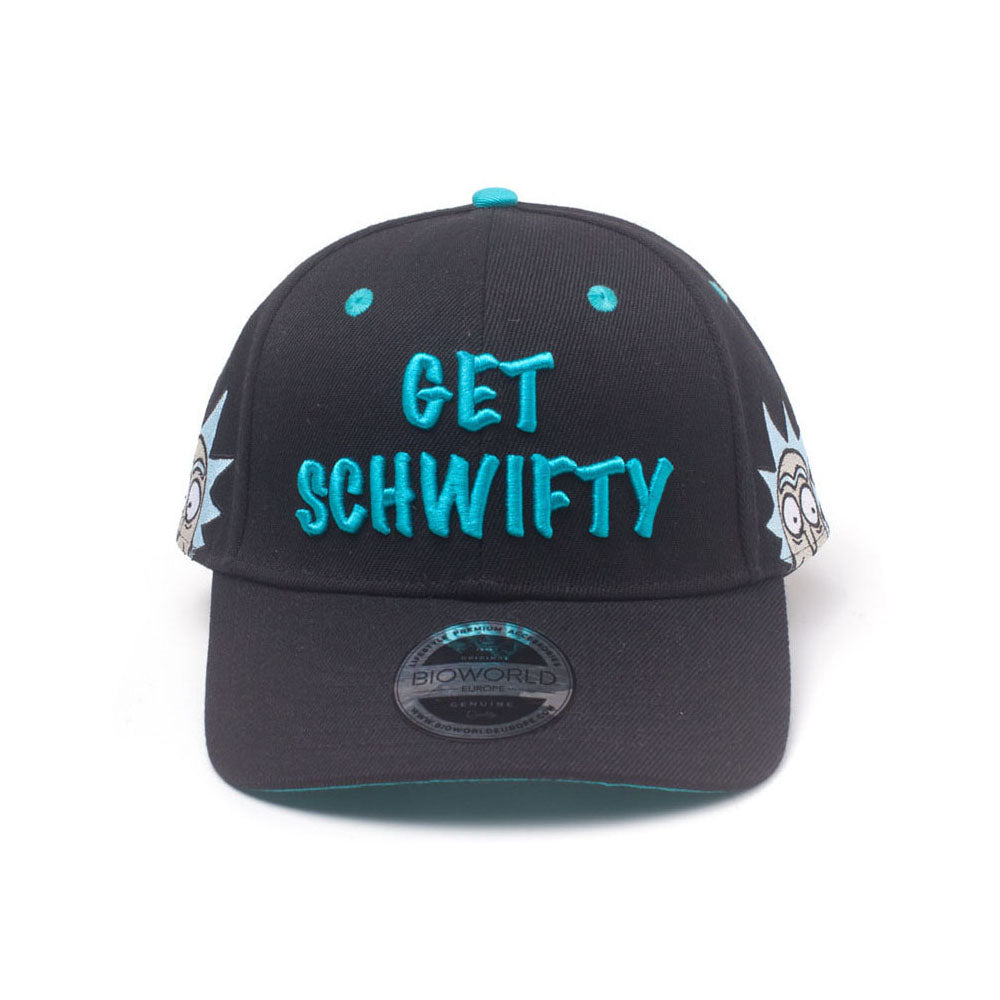 Embroidered Get Schwifty Curved Bill Cap, Black-turquoise