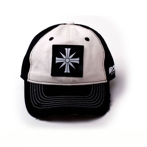 5 Emblem Logo Patch Curved Bill Cap, Unisex, Black-white