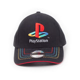 Playstation Embroidered Retro Logo Adjustable Cap, Unisex, Black-red