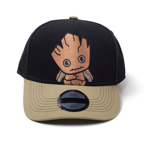 Guardians Of The Galaxy Vol.2 Kawaii Groot Patch Curved Bill Cap, Black-tan