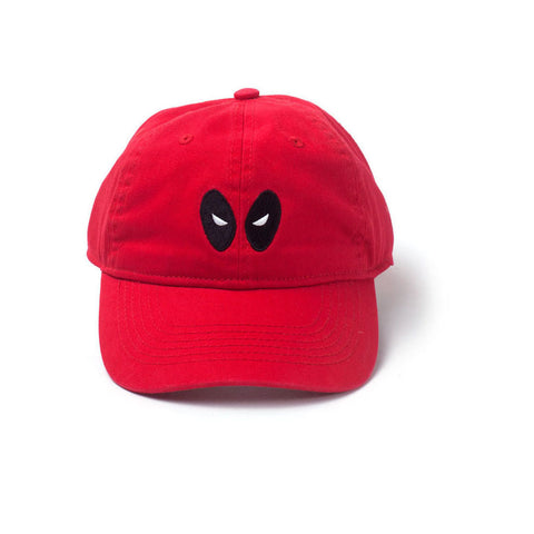 Deadpool Embroidered Eyes Stone Washed Denim Dad Cap, Red