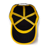 76 Embroidered Logo Adjustable Cap, Unisex, Black-yellow