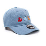 Embroidered Ghosts Stone Washed Denim Dad Cap, Blue