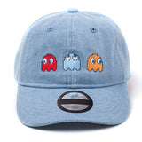 Embroidered Ghosts Stone Washed Denim Dad Cap, Blue