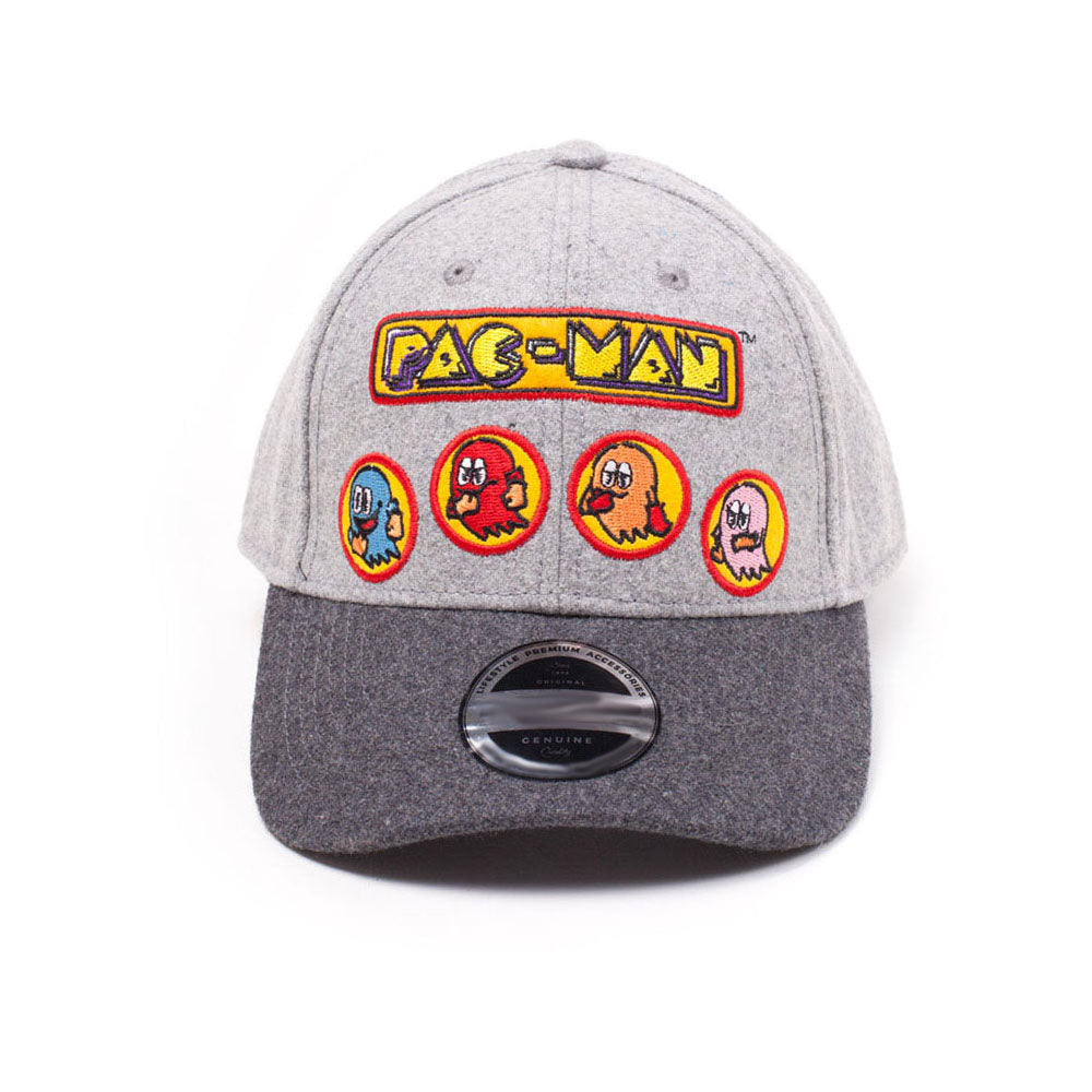 Embroidered Ghosts Curved Bill Cap, Grey