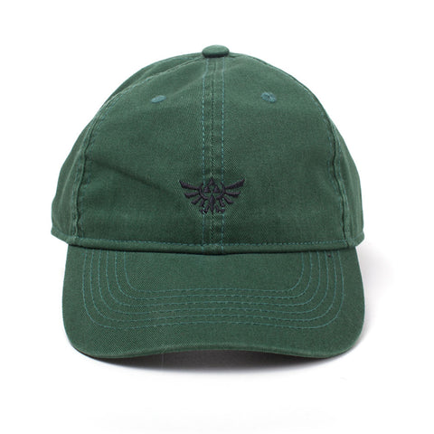 Legend Of Zelda Embroidered Hyrule Crest Stone Washed Denim Dad Cap, Green