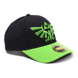 Legend Of Zelda Embroidered Green Hyrule Crest Logo Curved Bill Cap, Black-green