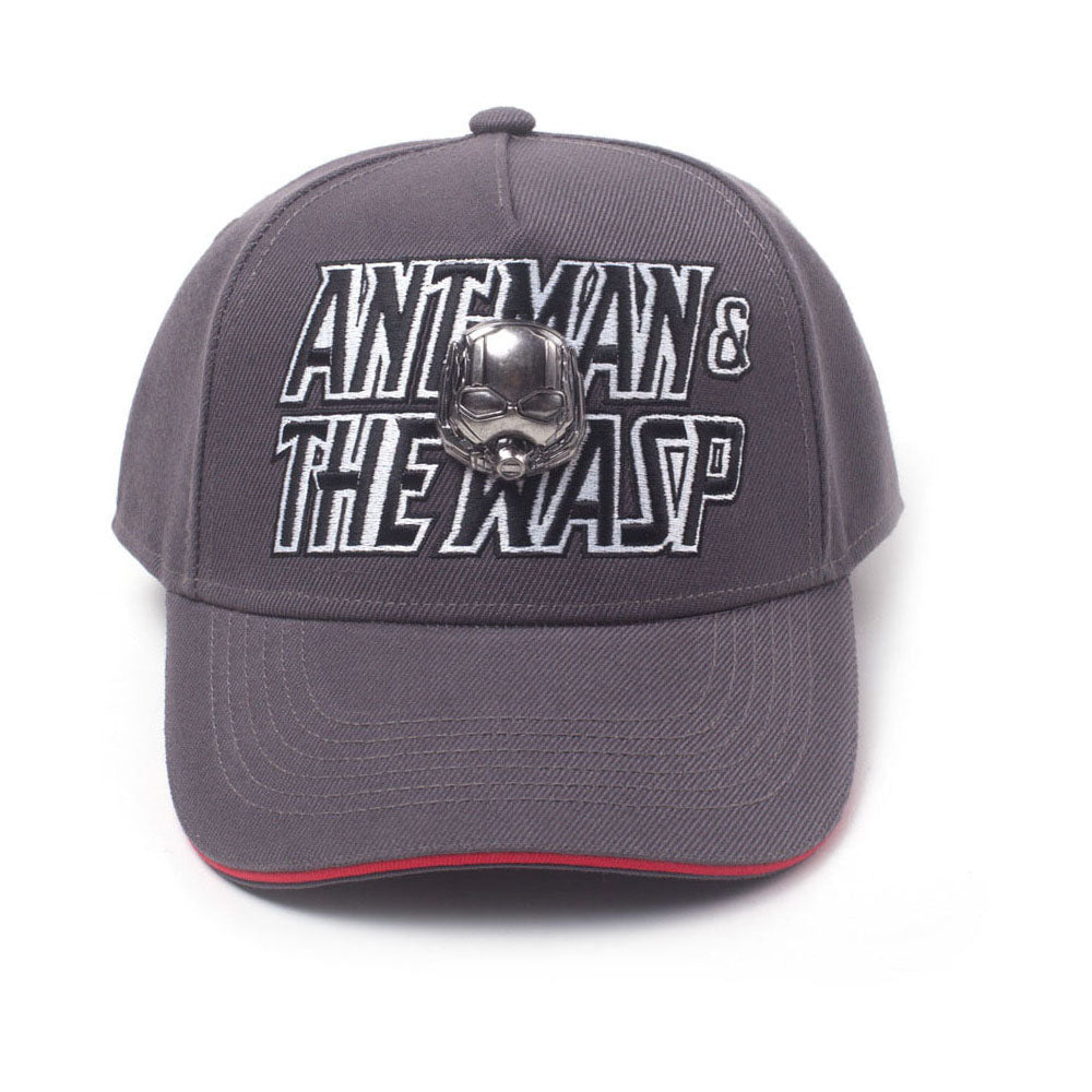 Ant-man & The Wasp Embroidered Logo With 2d Metal Helmet Badge Curved Bill Cap, Grey-red