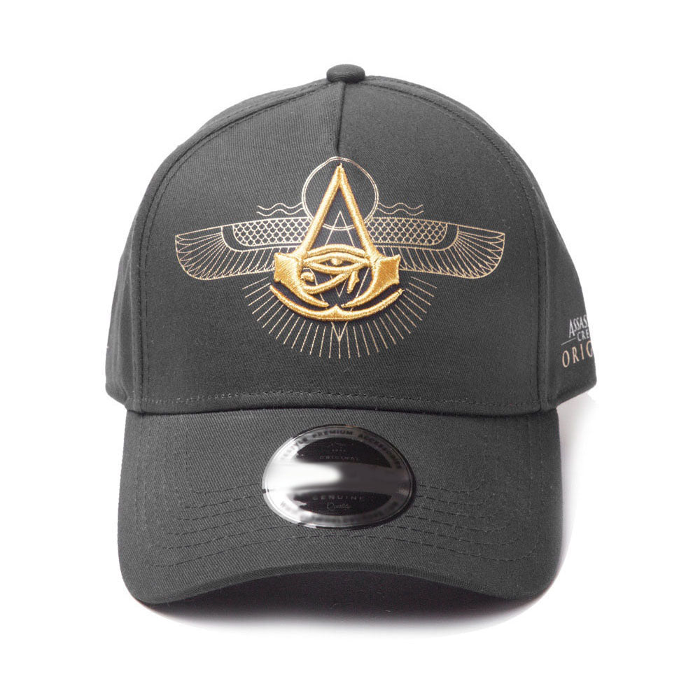 Origins Embroidered Crest Logo Curved Bill Cap, Black