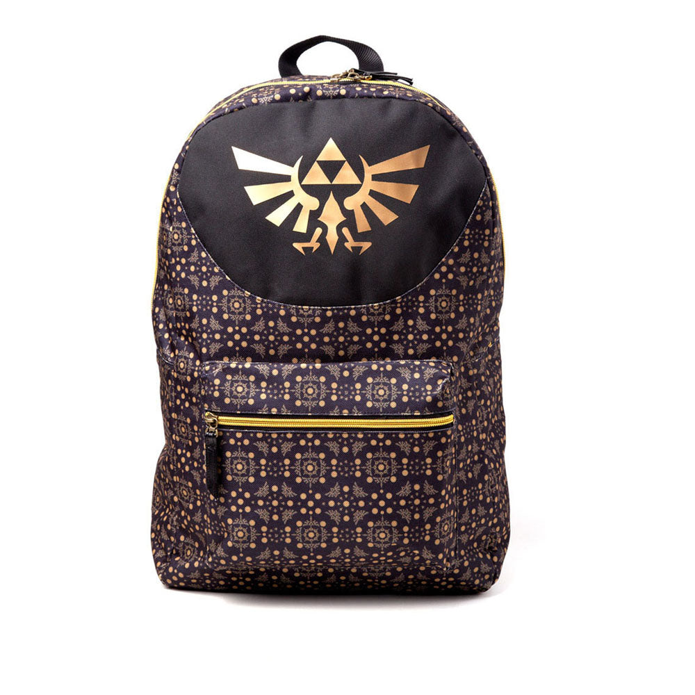 Legend Of Zelda All-over Pattern Print Backpack, Gold-black