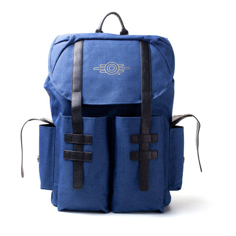 76 Vault-tec Gold Foil Logo Backpack, Unisex, Blue Melange-black