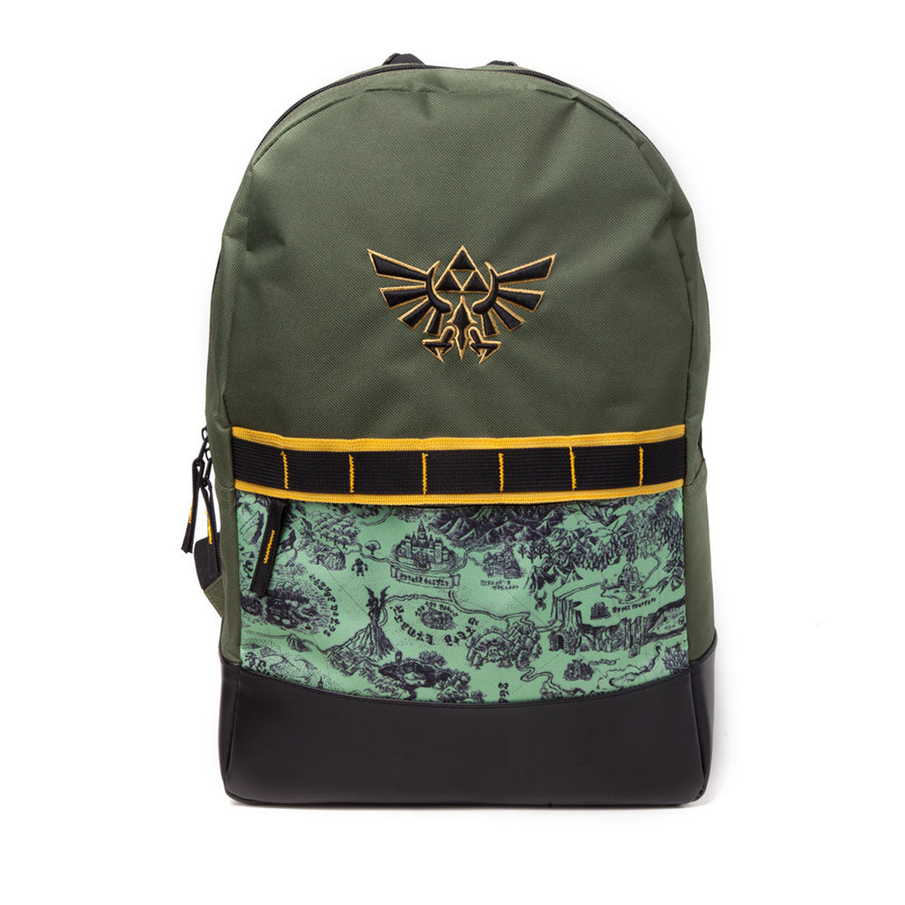 Legend Of Zelda Embroidered Hyrule Crest With Map Print Backpack, Multi-colour