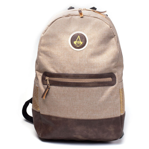 Origins Crest Logo Basic Style Backpack, Tan-brown