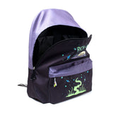 Spaceship Print Backpack, Black-purple