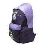 Spaceship Print Backpack, Black-purple