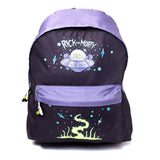 Spaceship Print Backpack, Black-purple