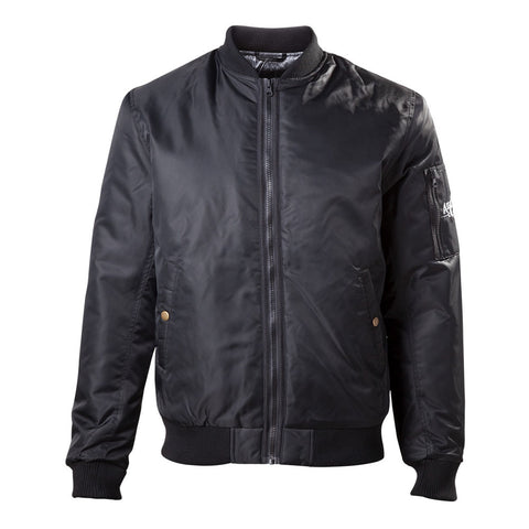 Silver Crest Logo Bomber Jacket, Male, Large, Black