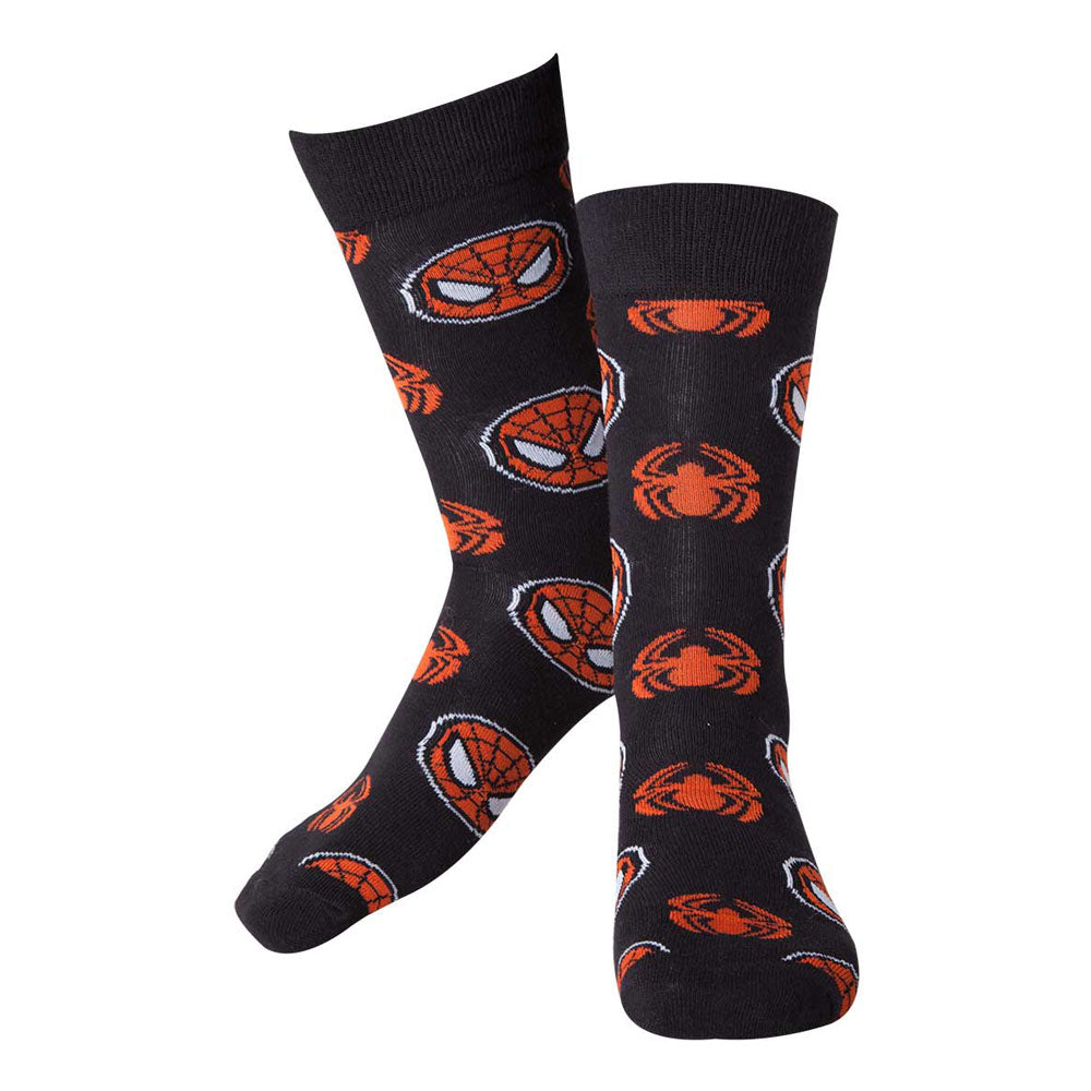 Spider-man Masks & Logos Crew Socks, Male, 39-42, Black