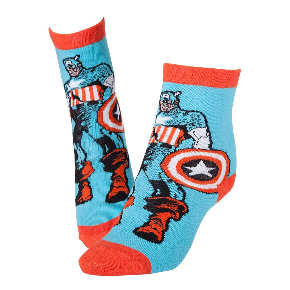 Captain America Super Soldier & Shield Crew Socks, Male, 39-42, Blue-red