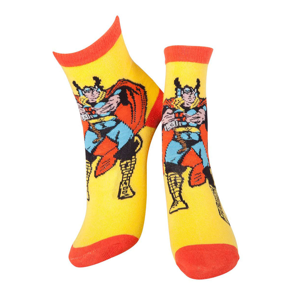 Thor With Mjolnir Crew Socks, Male, 39-42, Yellow-orange