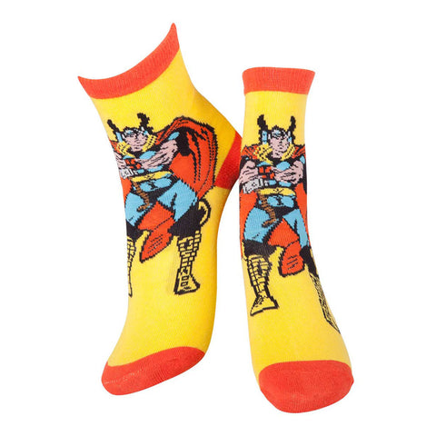 Thor With Mjolnir Crew Socks, Male, 39-42, Yellow-orange