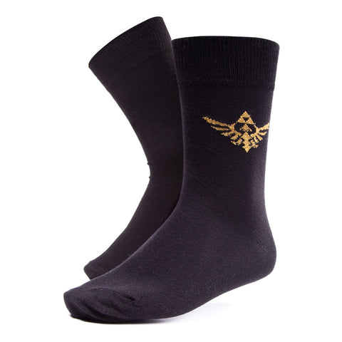 Legend Of Zelda Royal Crest Crew Socks, Male, 39-42, Black