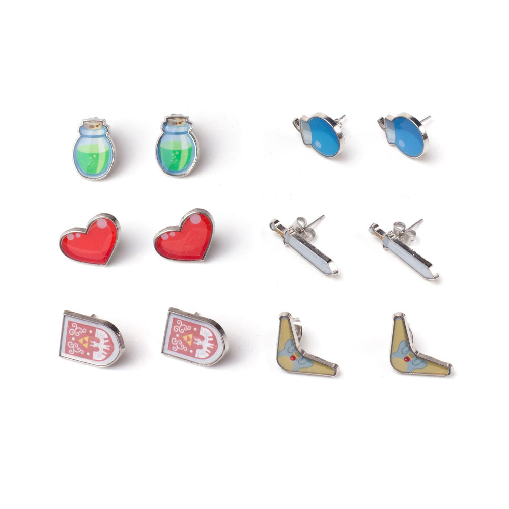 Legend Of Zelda Wind Waker Metal Stud Earrings, 6 Pair Set, Female, Multi-colour