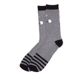 Mickey Mouse Wide Arms Crew Socks, 39-42, Grey-black