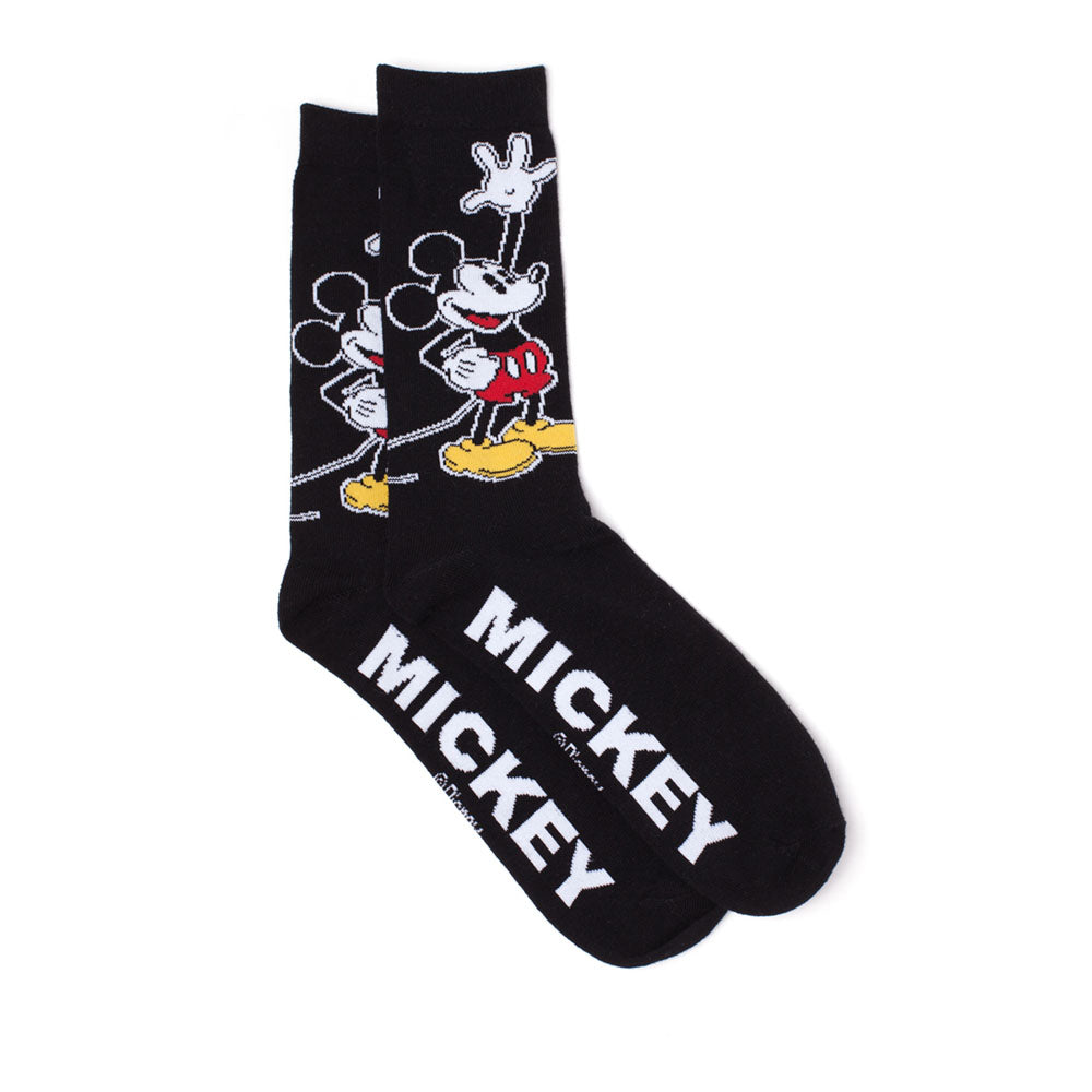 Mickey Mouse Waving Crew Socks, 39-42, Black