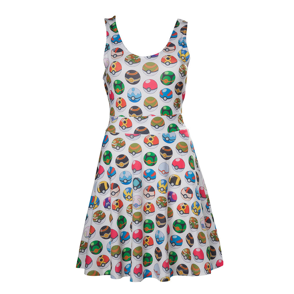 All-over Pokeball Printed Sleeveless Dress, Female, Large, Grey