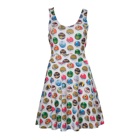 All-over Pokeball Printed Sleeveless Dress, Female, Extra Large, Grey