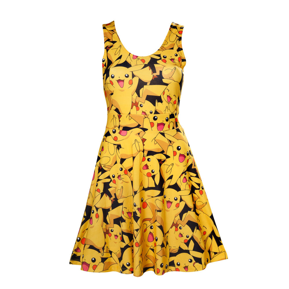 All-over Pikachu Printed Sleeveless Dress, Female, Medium, Multi-colour