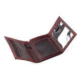 Logo Tri-fold Canvas Wallet, Unisex, Black-red