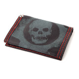 Logo Tri-fold Canvas Wallet, Unisex, Black-red