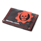 Logo Tri-fold Canvas Wallet, Unisex, Black-red