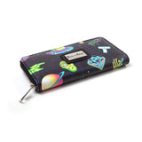 All-over Print Wallet Purse With All-round Zip, Female, Black