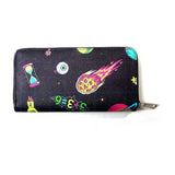 All-over Print Wallet Purse With All-round Zip, Female, Black