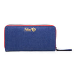 76 Vault 76 Denim With Embroidered Patches Purse Wallet With All-around Zip, Female, Blue-red