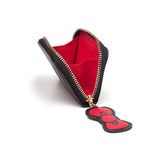 Ladies Zip Around Coin Purse, Female, Black-red