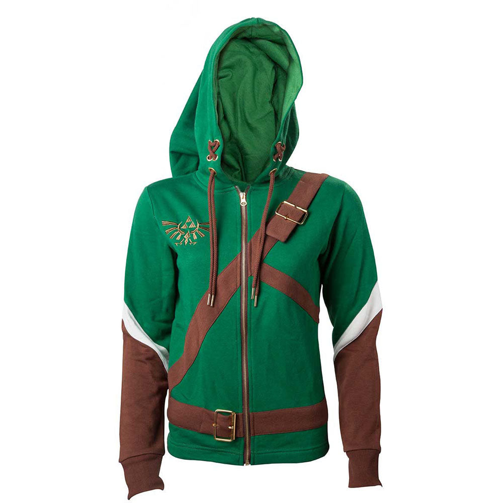 Legend Of Zelda Link Outfit Full Length Zip Hoodie, Female, Medium, Multi-colour