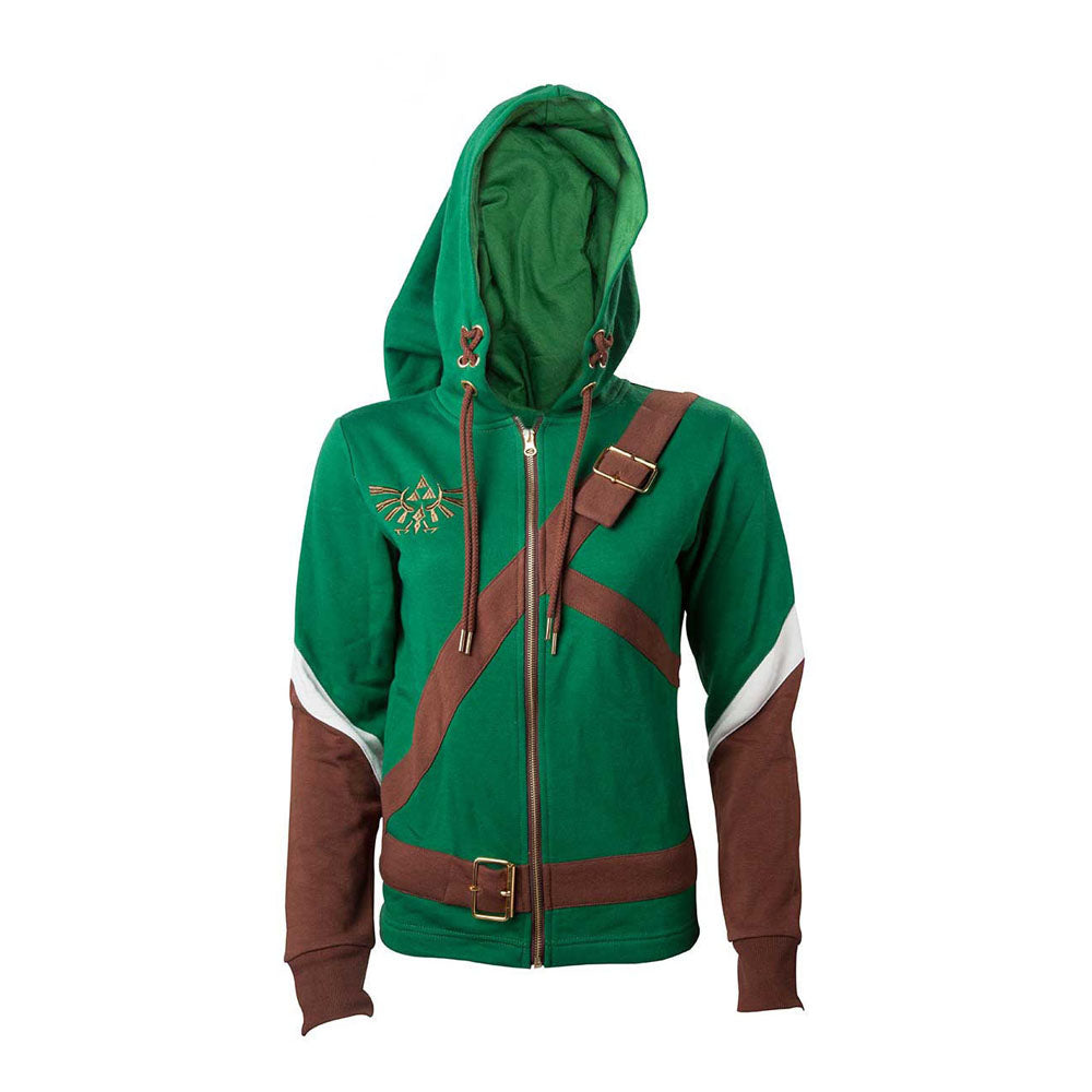 Legend Of Zelda Link Outfit Full Length Zip Hoodie, Female, Small, Multi-colour