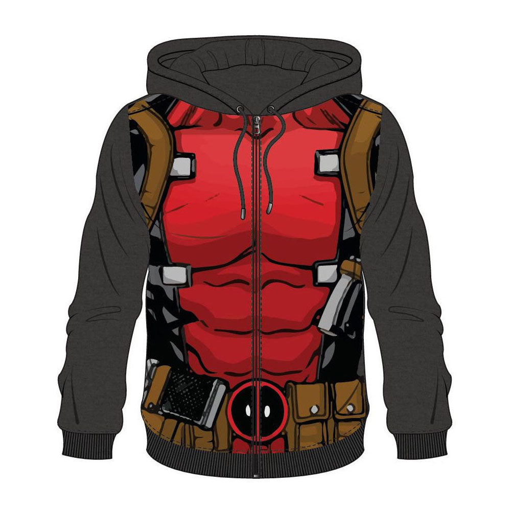 Deadpool Sublimation Full Length Zipper Hoodie, Male, Large, Multi-colour