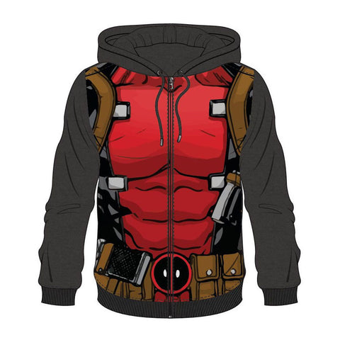 Deadpool Sublimation Full Length Zipper Hoodie, Male, Medium, Multi-colour