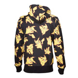 Pikachu All-over Full Length Zipper Hoodie, Male, Medium, Black-yellow