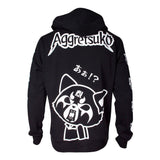 Retsuko Rage Sleeve Faces Full Length Zipper Hoodie, Male, Extra Extra Large, Black