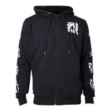 Retsuko Rage Sleeve Faces Full Length Zipper Hoodie, Male, Extra Large, Black