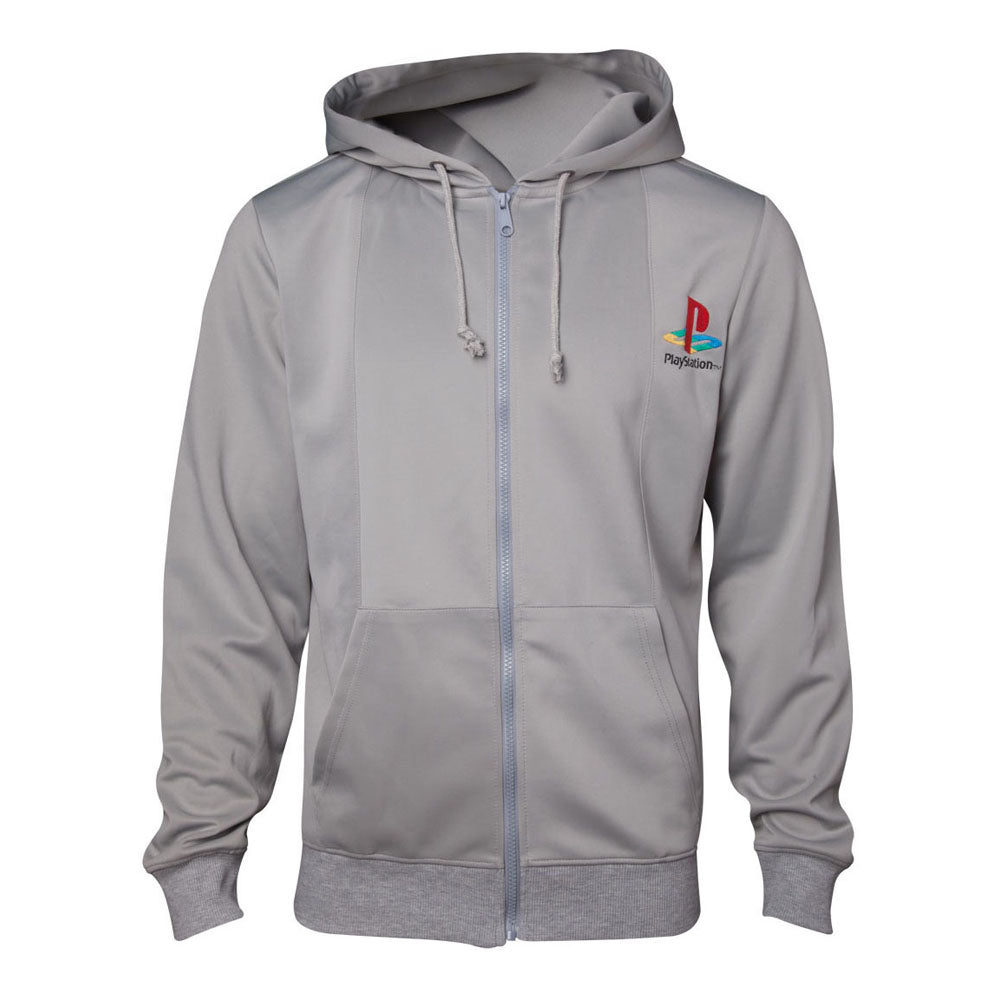 Playstation Ps One Full Length Zipper Hoodie, Male, Large, Grey