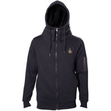 Origins Gold Crest Logo Double Layered Full Length Zipper Hoodie, Male, Large, Black