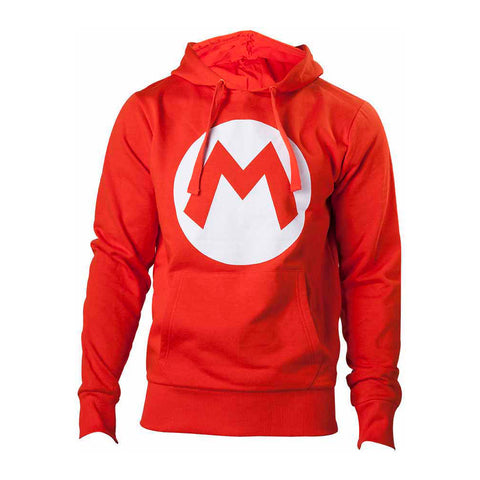 Super Mario Bros. Big Mario Logo Hoodie, Unisex, Small, Red