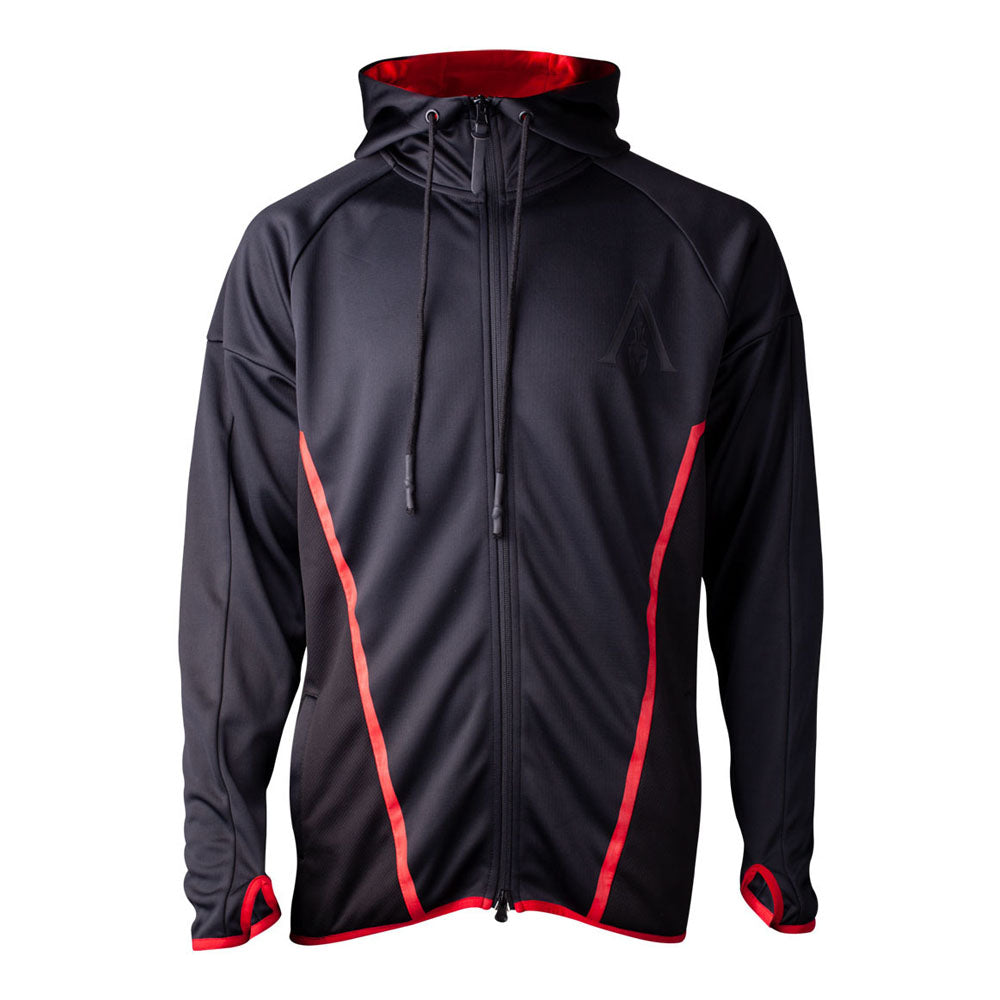 Odyssey Technical Hexagonal Full Length Zipper Hoodie, Male, Large, Black-red